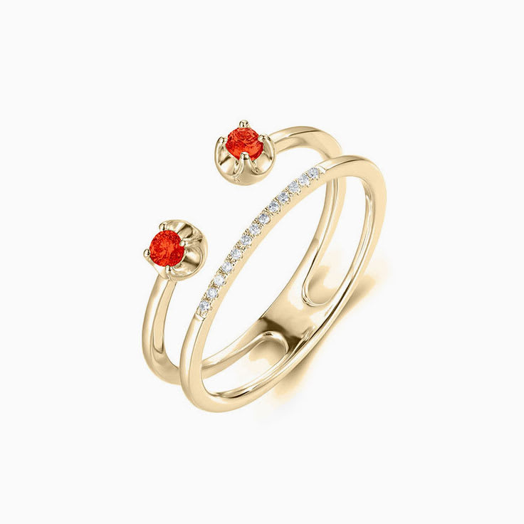 Fire Opal Double Band Ring