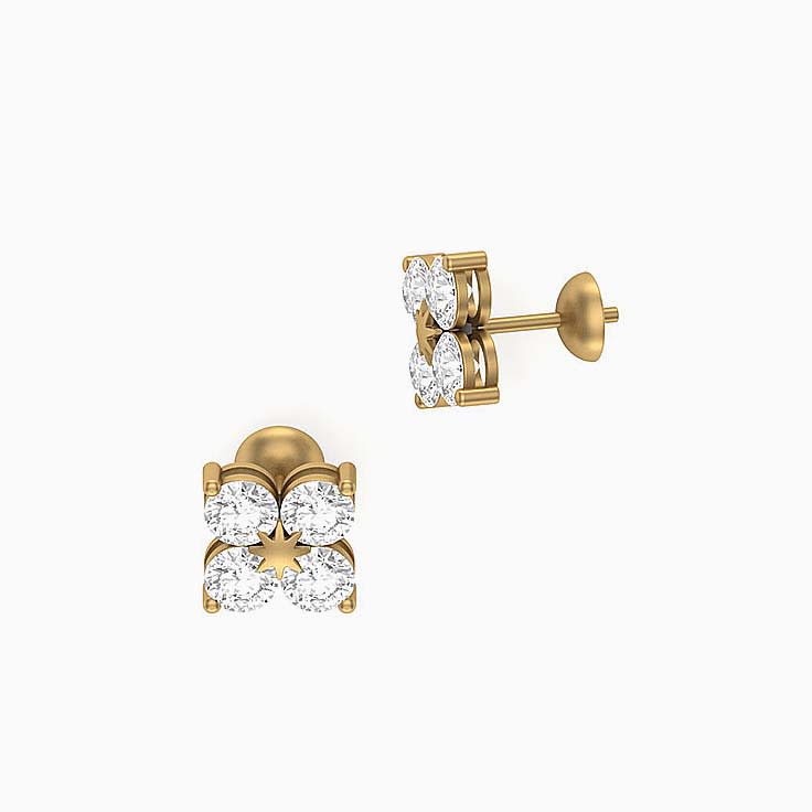 Lab grown Diamond Flower earrings 18ct gold
