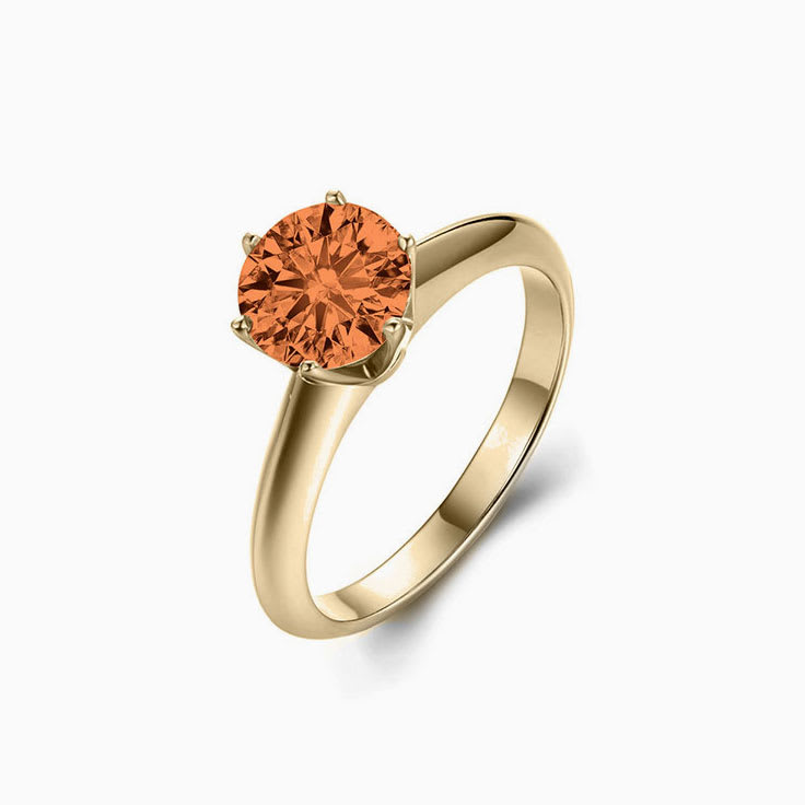 Orange Sapphire Classic Solitaire Ring