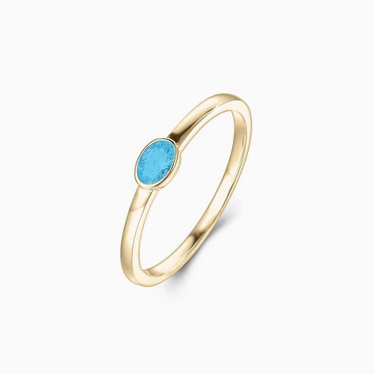 Swiss blue topaz Oval Drop Set Ring