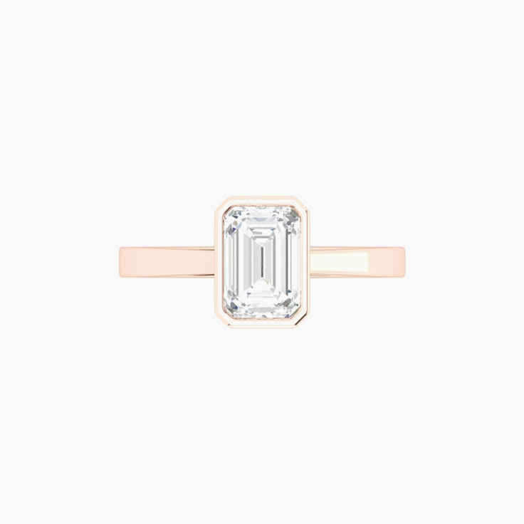 Bezel Set Lab Emerald Cut