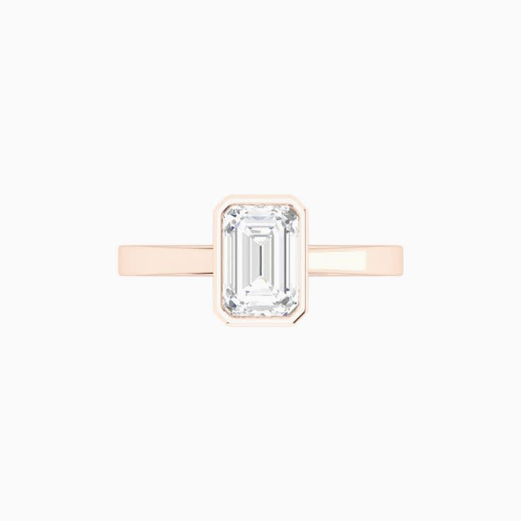 Bezel Set Lab Emerald Cut