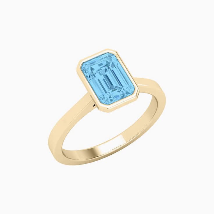 Sky Blue Topaz Bezel Set Emerald Cut