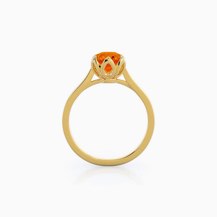 Orange Zircon Round Diamond Ring