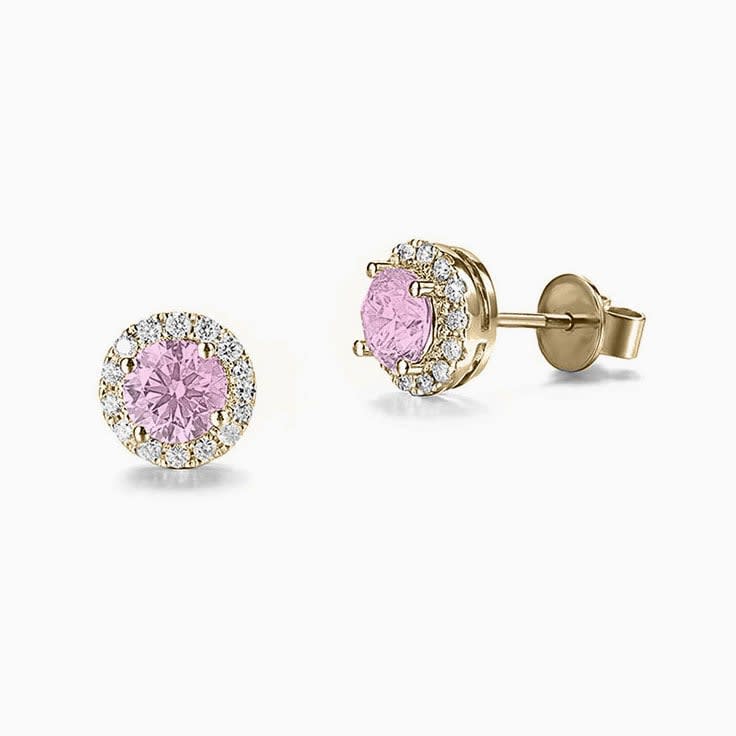 Kunzite Diamond Halo Studs