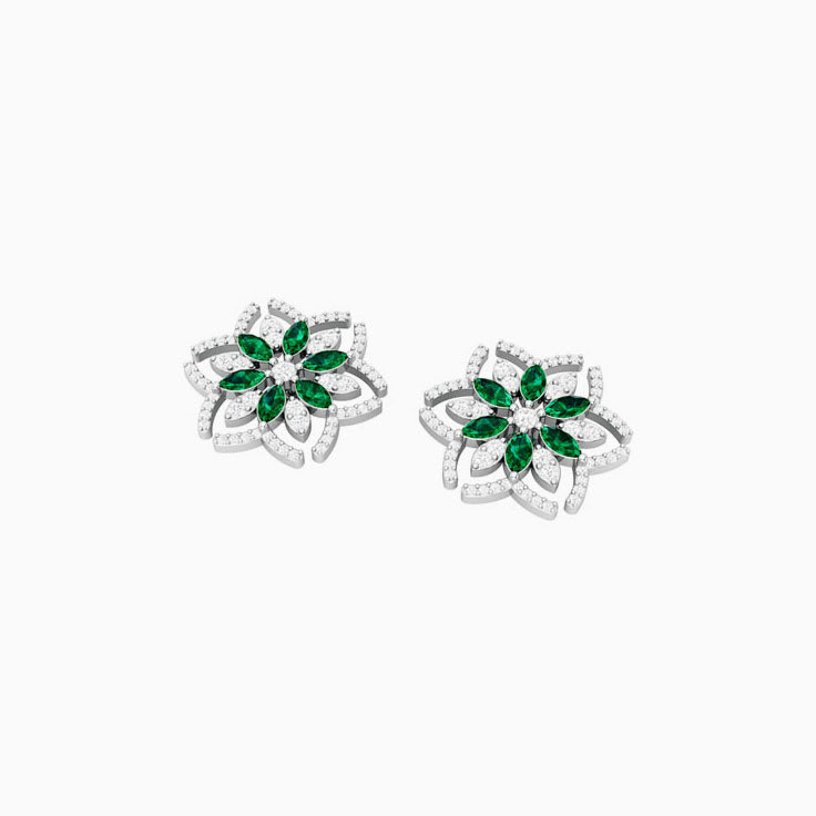 Emerald Flower 18ct earrings