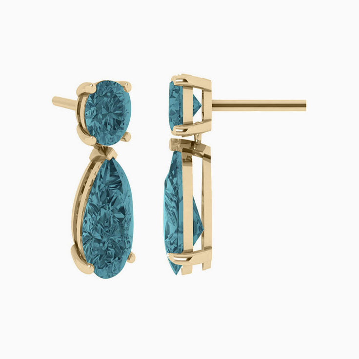 Teal Montana Sapphire Pear And Round Earrings