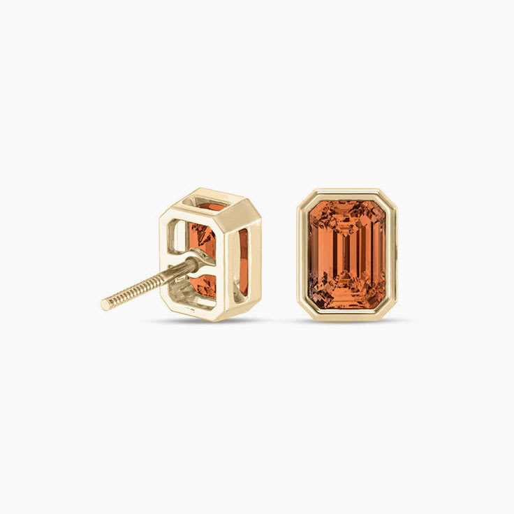 Orange Sapphire Lab diamond earrings