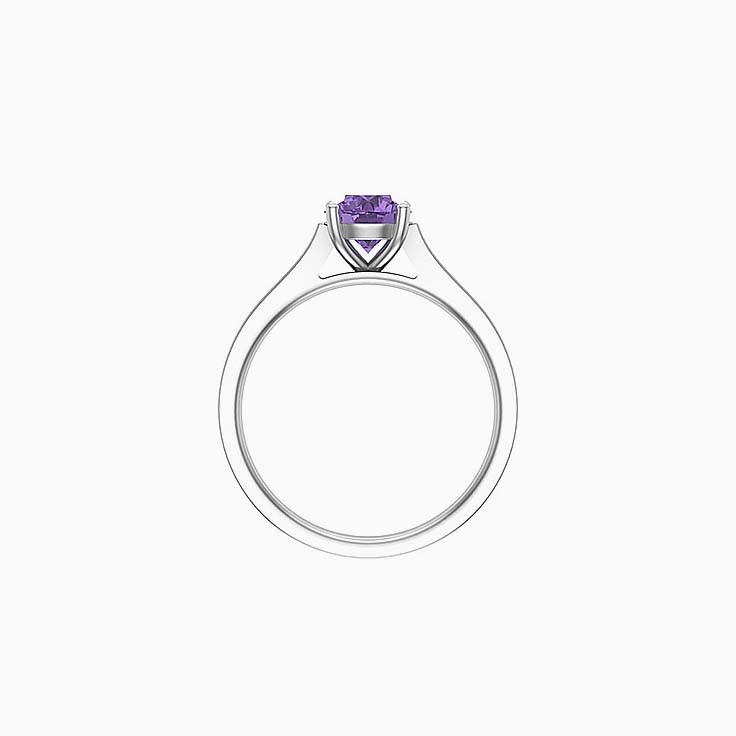 Round Amethyst Diamond Ring