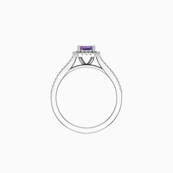 Amethyst With Halo Engagement Ring
