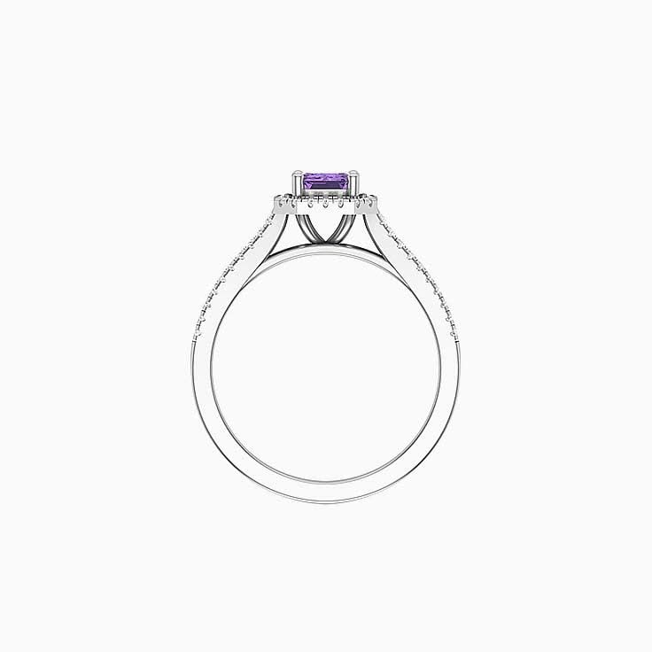 Amethyst With Halo Engagement Ring