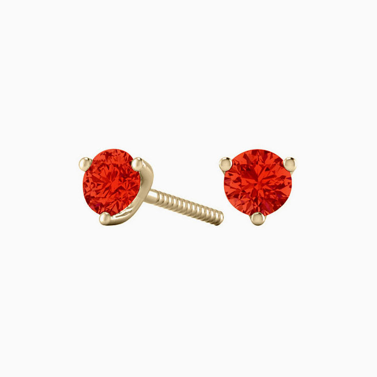 Fire Opal Lab diamond earrings stud