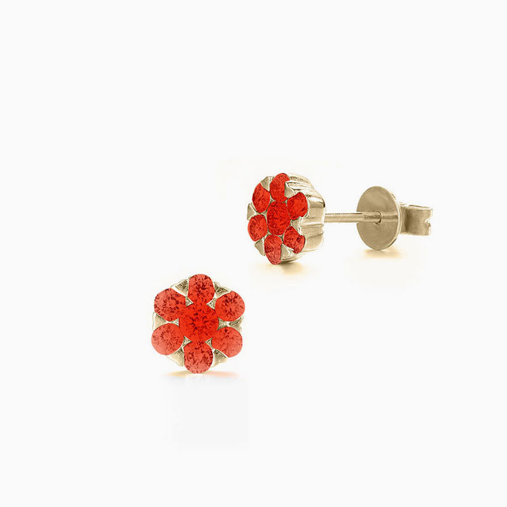 Fire Opal Round Cluster Studs