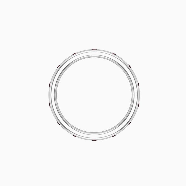 Drop Set Red Garnet Wedding Band