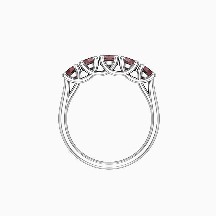 5 Stone Red Garnet Band