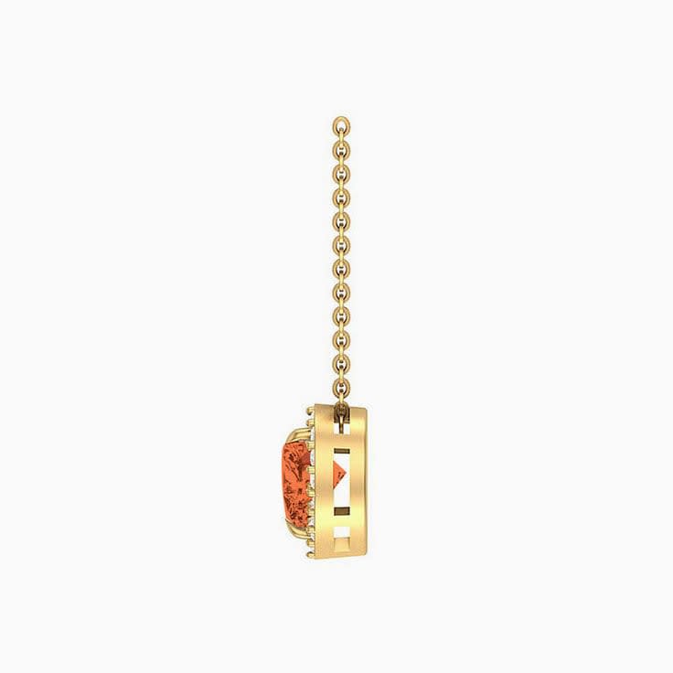 Orange Zircon Half carat Classic heart halo diamond necklace
