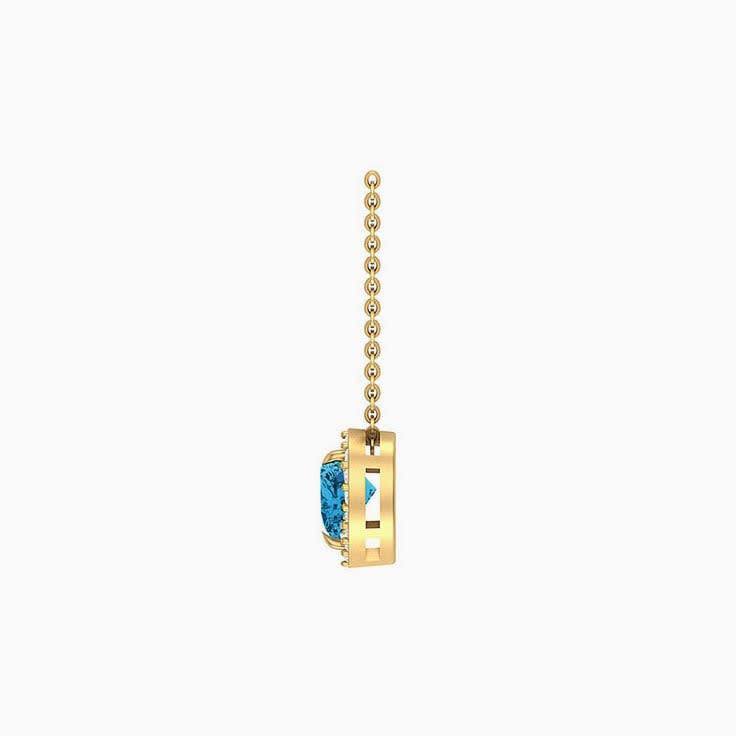 Half carat Classic heart halo Enhanced Blue Diamond necklace