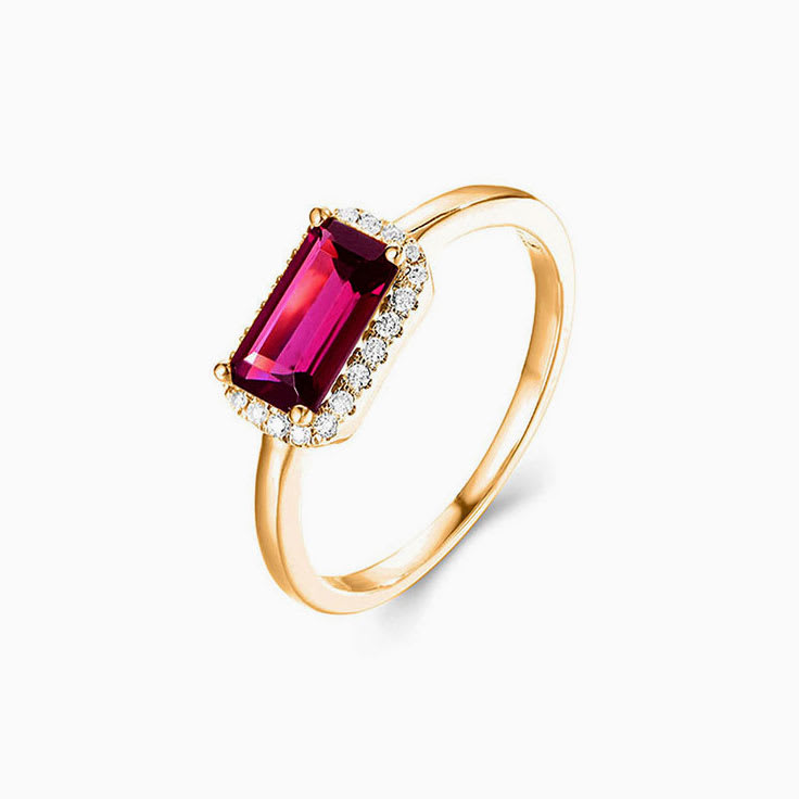 Rubelite Garnet Halo Ring