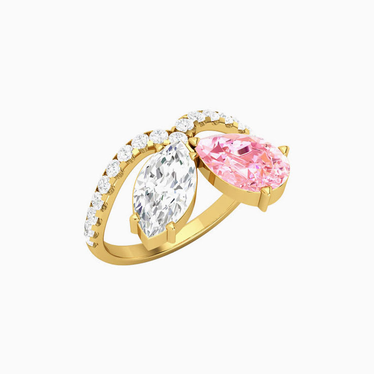 Lab Pink and white Diamond Dress ring
