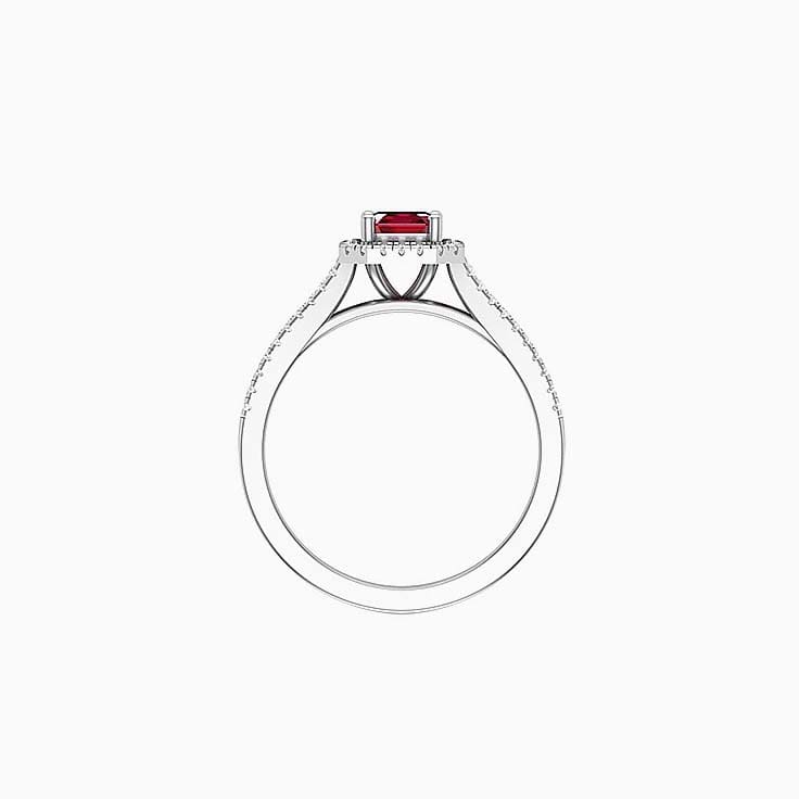 Red Ruby With Halo Engagement Ring