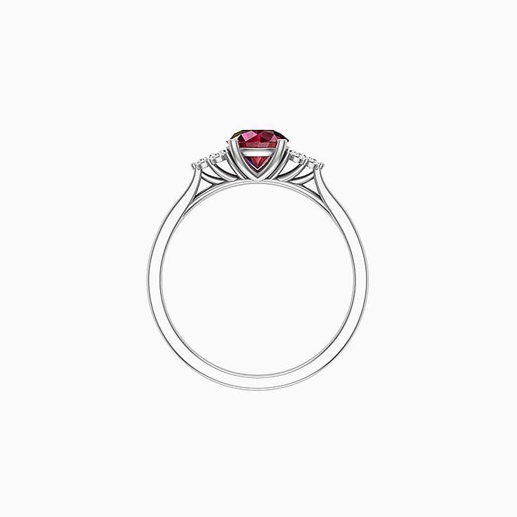 Red Ruby With Round Diamonds