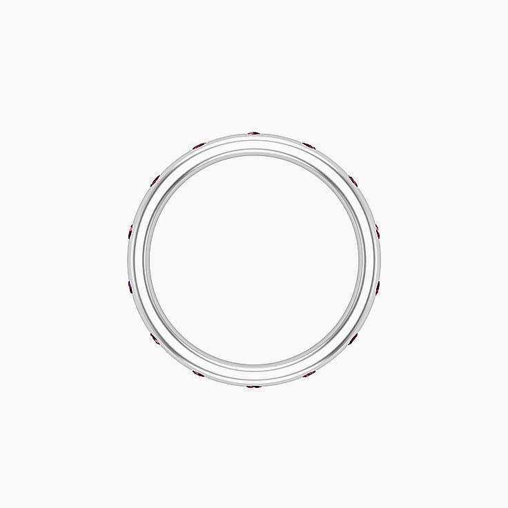 Drop Set Red Ruby Wedding Band