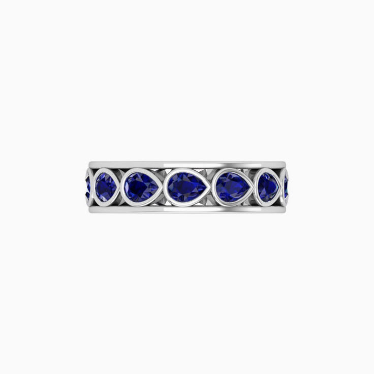 Pear Cut Blue Sapphire Eternity Ring