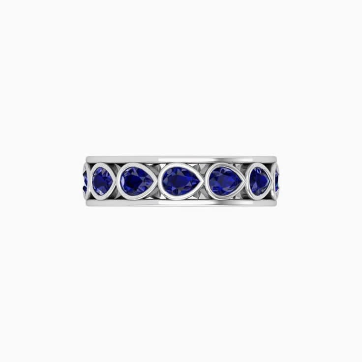 Pear Cut Blue Sapphire Eternity Ring
