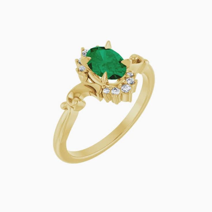 Art deco green Emerald and diamond Ring