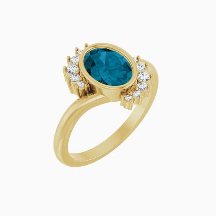 London Blue Topaz Natural Diamond Ring
