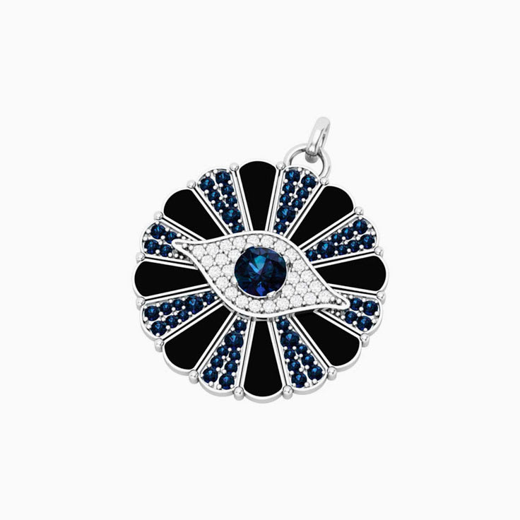 Evil Eye Natural Sapphire & Diamonds