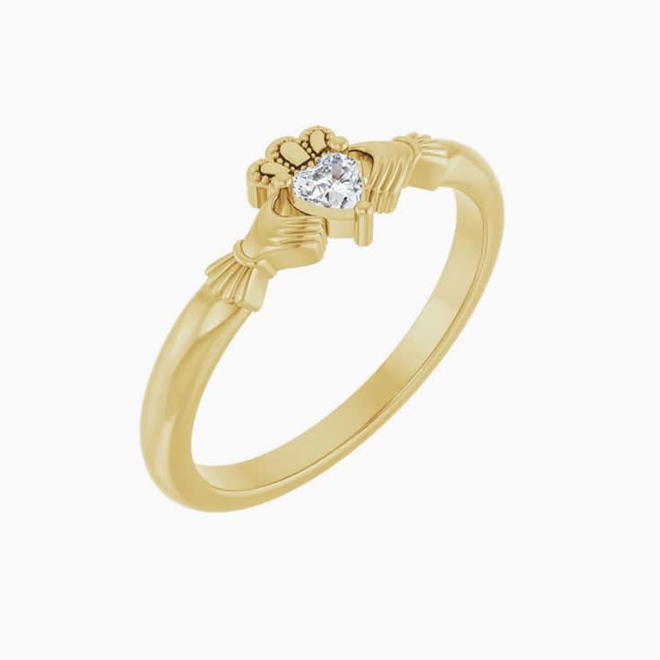 Lab Grown Moissanite Claddagh Ring