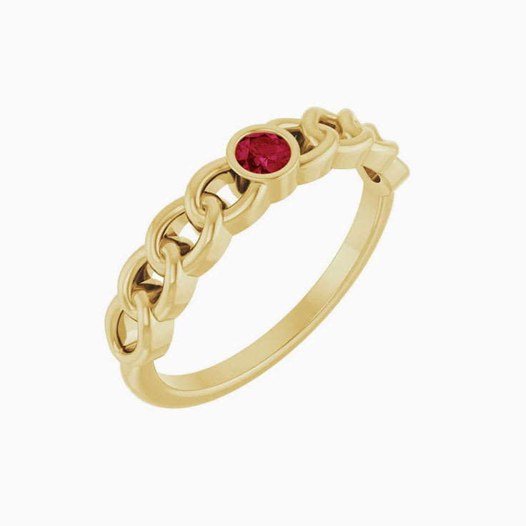 Natural Ruby Curb Chain Ring