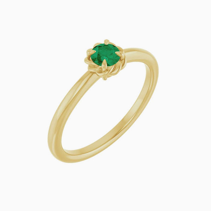 Emerald Solitaire Rope Ring