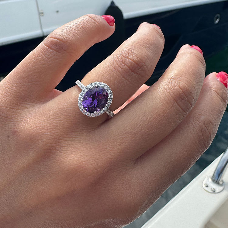 Amethyst Diamond engagement ring