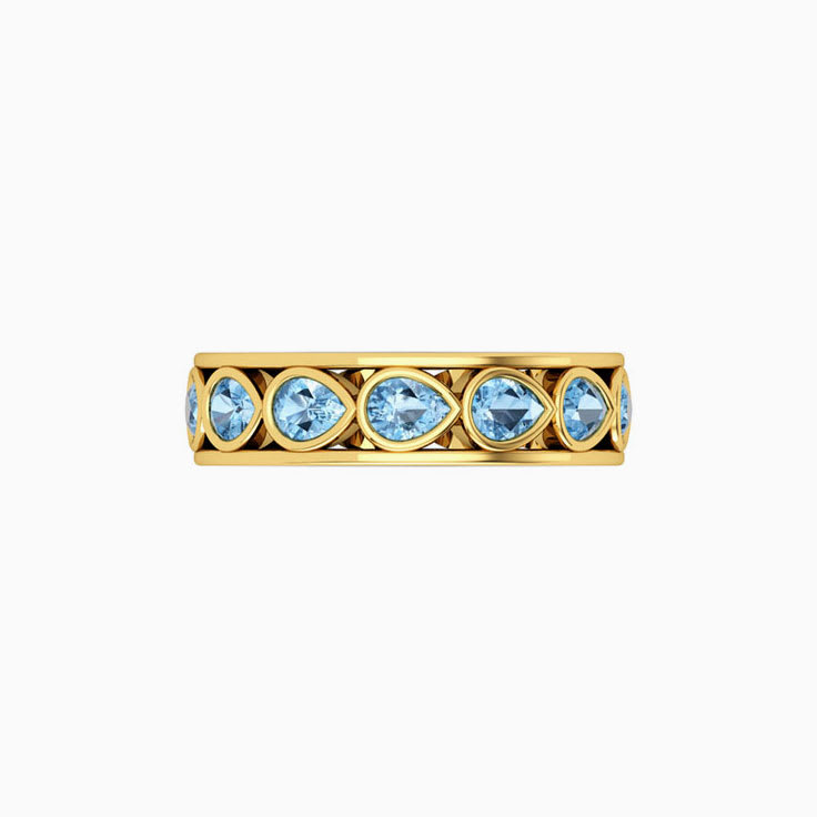 Pear Cut Aquamarine Eternity Ring