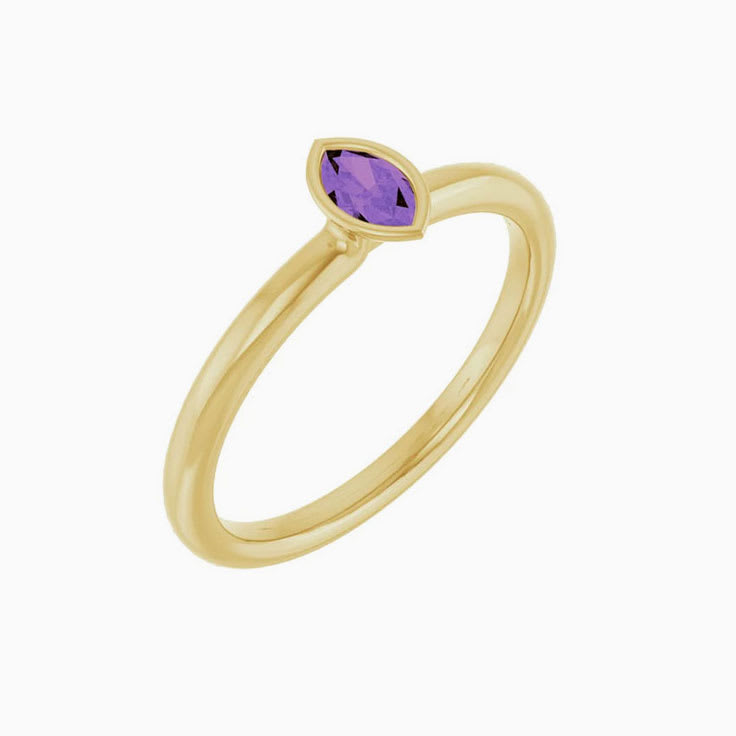 Marquise Natural Amethyst Stackable Ring