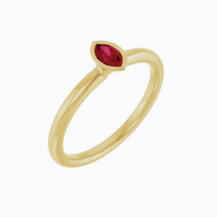 Marquise Lab Grown Ruby Stackable Ring