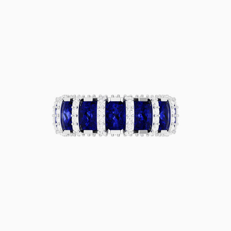 Full Round Band with Tanzanite and Natural Diamonds