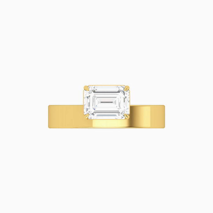 Emerald Cut Floating Solitaire Cigar | East West  Lab-Grown