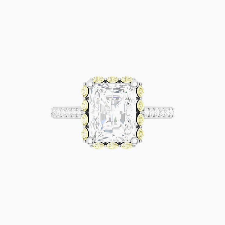 4ct LabGrown Radiant Cut Set With Lab Yellow Diamond Marquise Halo