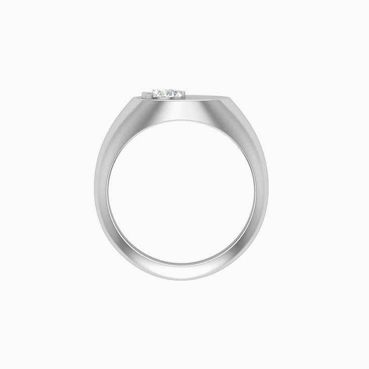 Round diamond on a Signet Ring