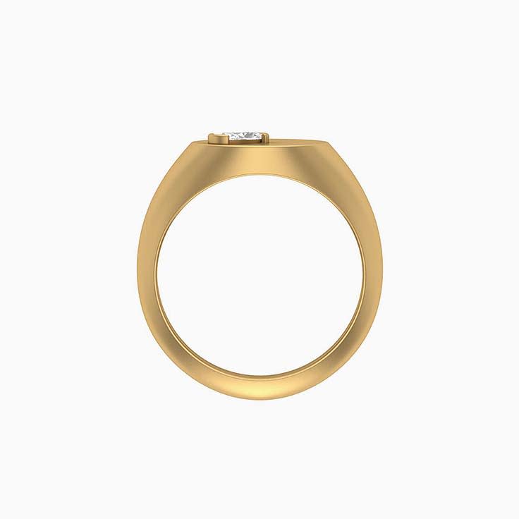 Solid Gold Signet ring with Oval Diamond