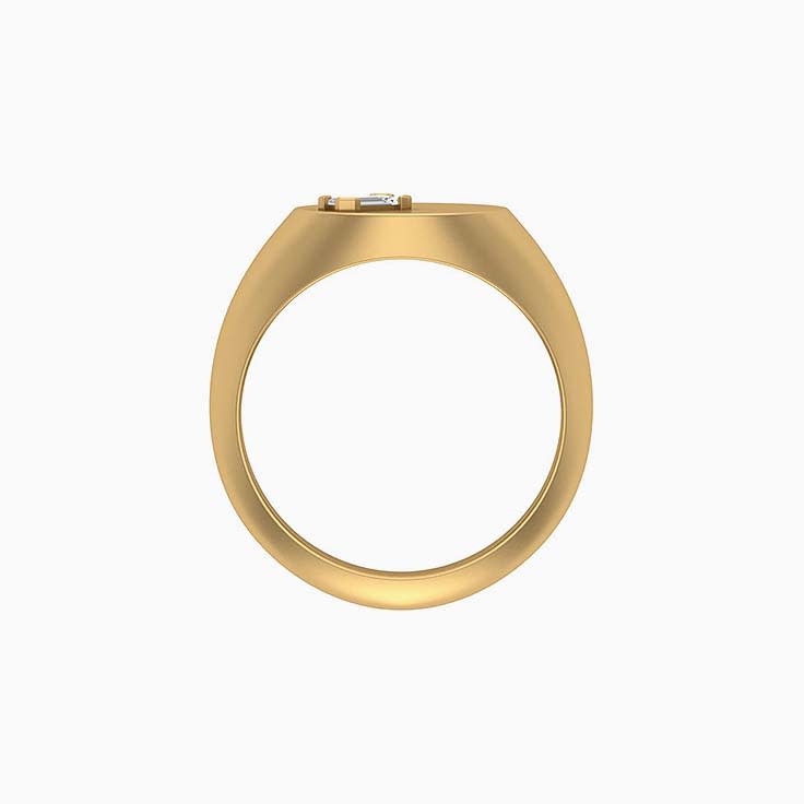Emerald diamond on a signet ring