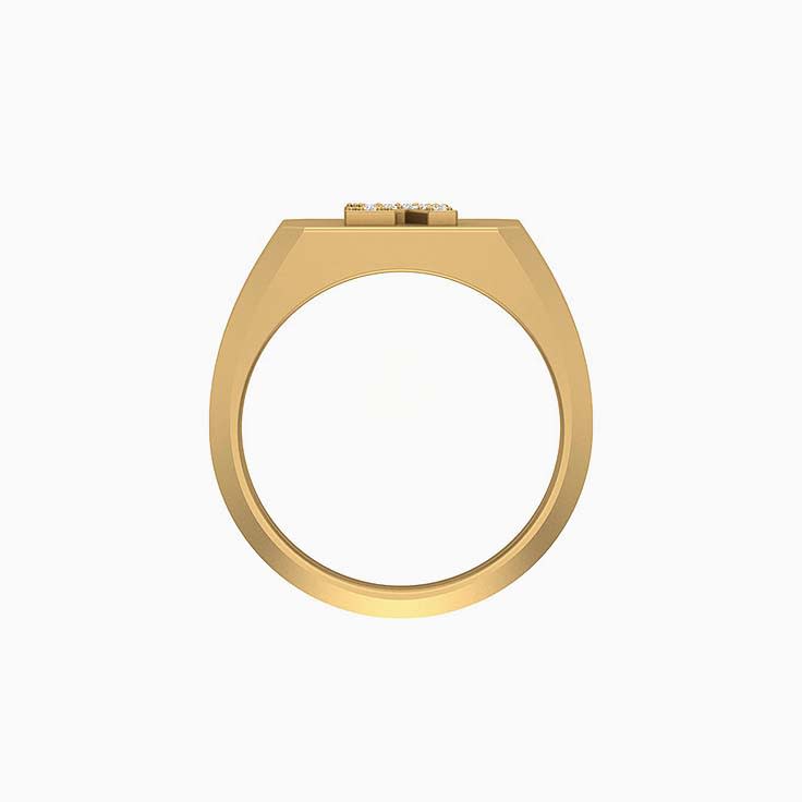 Diamond initial R signet ring