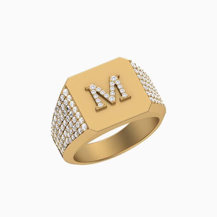 Personalised diamond signet ring