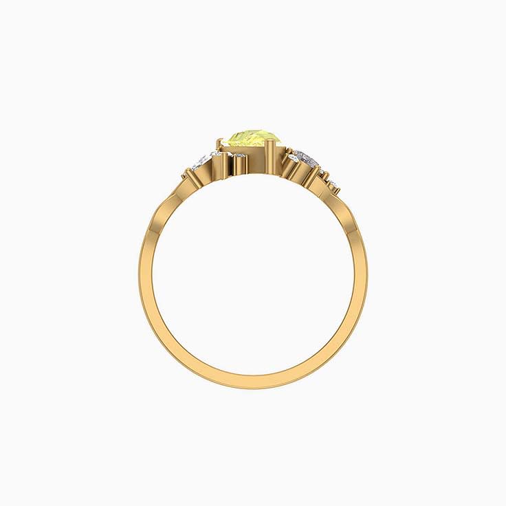 1ct Natural Yellow sapphire and Natural diamond ring