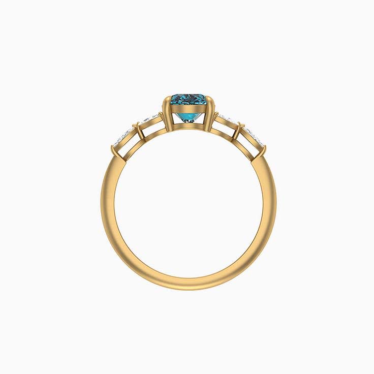 Teal Natural Sapphire and Marquise Natural diamonds