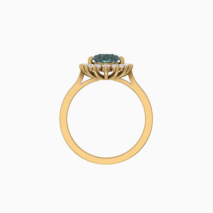 2ct Deep Green Sapphire set with diamonds.