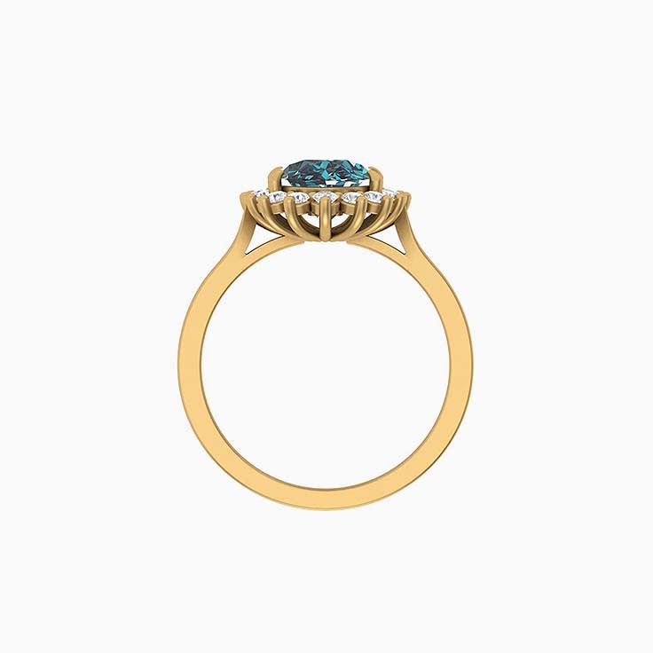 Natural Teal sapphire with diamonds